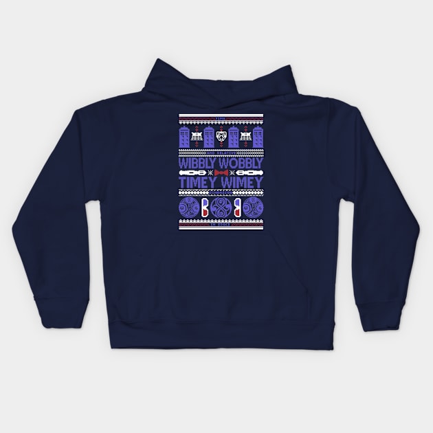 Timey Wimey Ugly Sweater Kids Hoodie by Arinesart